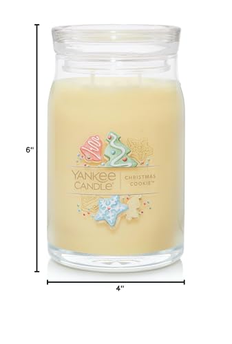 Yankee Candle Christmas Cookie Scented Signature 20oz Large Jar 2-Wick Candle Over 60 Hours of Burn Time Holiday Festive Ideal for Holiday Gifting Home Decor Vanilla Butter Scent