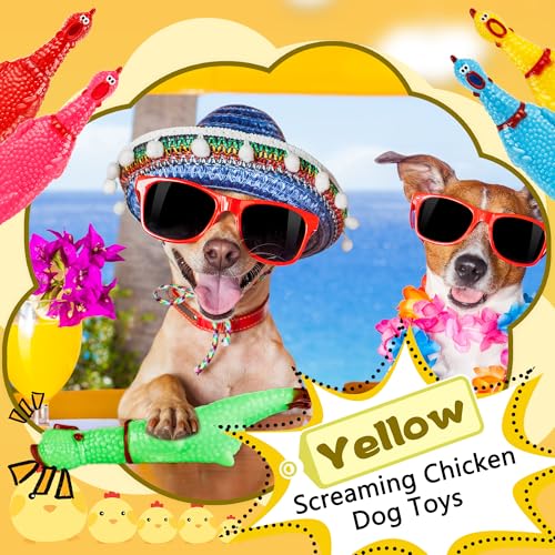30 Pack 6 Inch Squawking Rubber Chickens Multicolor Squeaky Chicken Colorful Novelty Screaming Chicken Toys for Prank Novelty Pet Toys Noise Makers