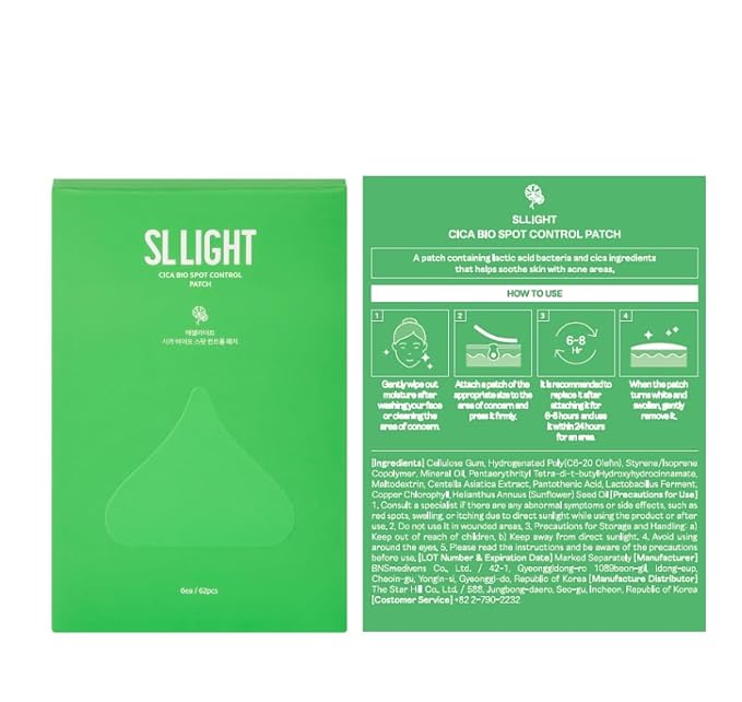 Cica Bio Spot Control Patch (1 Box, 62pcs) | Soothing Acne Patch for Redness & Blemishes | With Cica, Niacinamide & Tea Tree | Gentle for Sensitive Skin | Korean Skincare