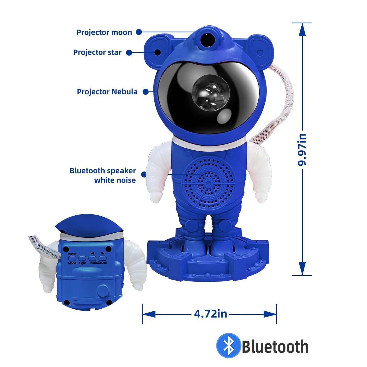 Astronaut Galaxy Projector Night Light for Kids Room,Bedroom Decoration, LED Lights, Star Projector with Nebula Moon, Bluetooth, White Noise, Remote Control