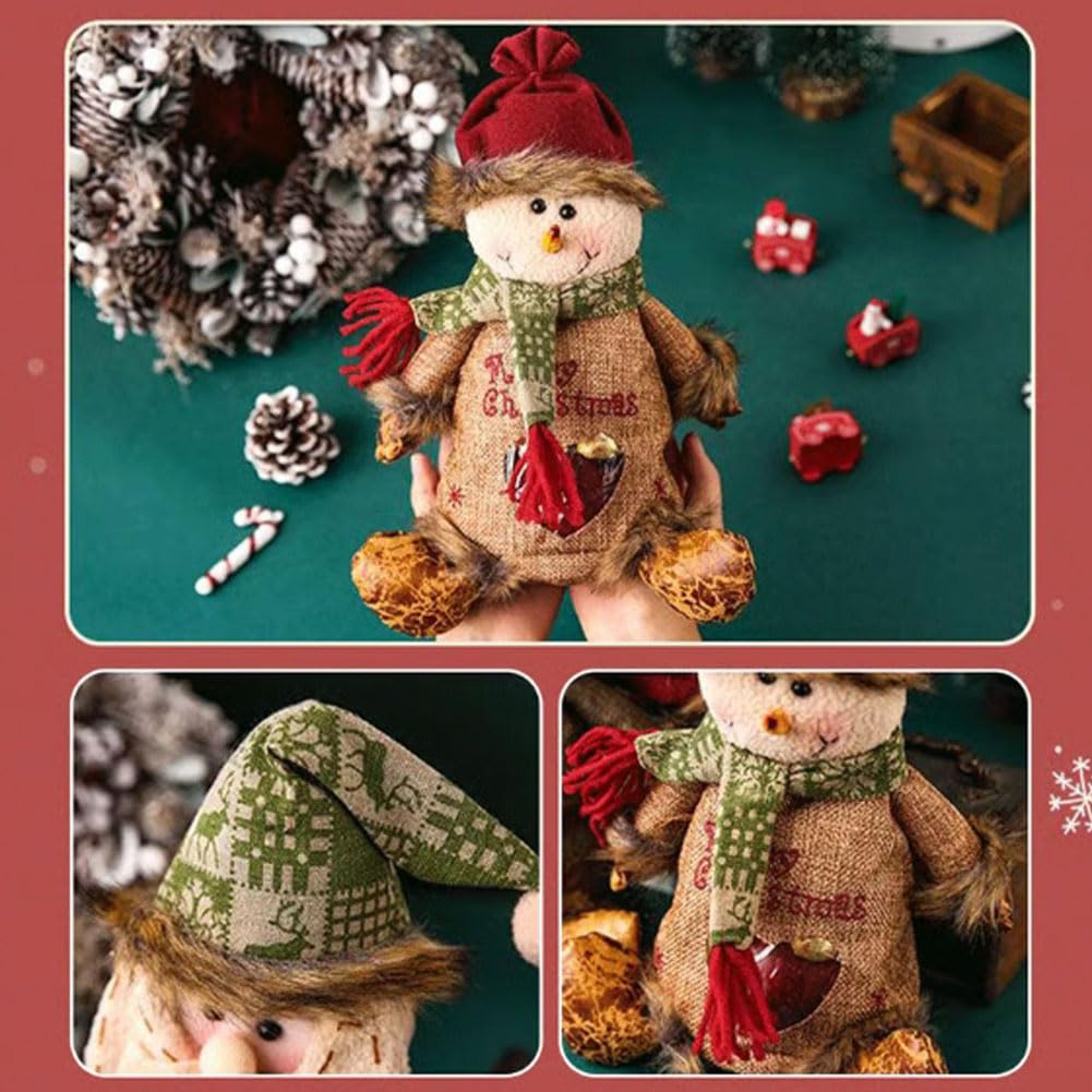 Yrcasu Christmas Gift Bags Zipper Design, Large Capacity Christmas Gift Bags, Reusable Christmass Gift Storage Bags - 3 Shapes (Snowman, Santa, Elk) for Chritmas Party Decor Candy and Gift (6Pcs Mix)