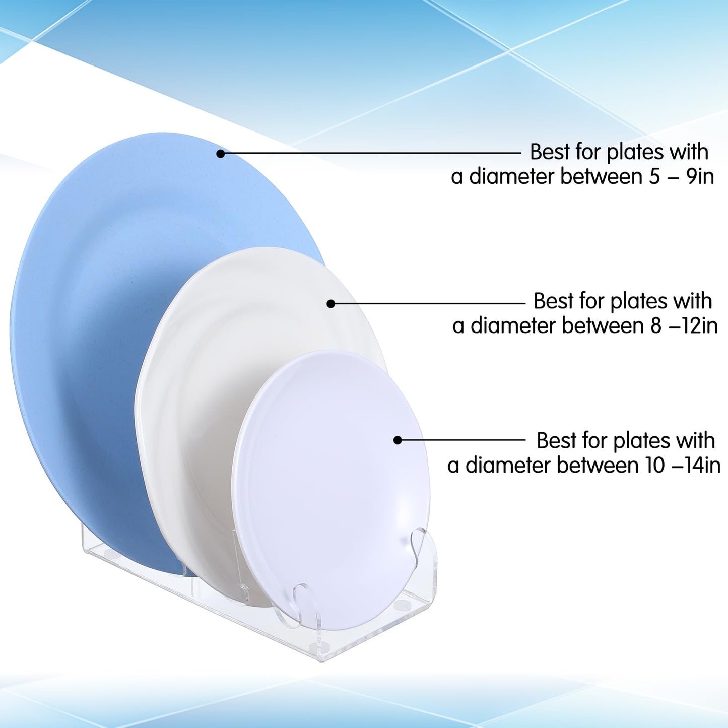 4 Pcs 3 Tier Plate Dinnerware Display Stand Acrylic Clear Plate Stand China Platters Holder Setting Racks for Display Pictures or Plate, Kitchenware, Home Office Supplies Festival Party Decoration