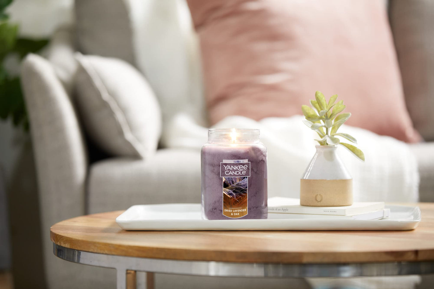 Yankee Candle Dried Lavender & Oak Scented Classic 22 Oz Large Jar Single Wick Aromatherapy Candle Over 110 Hours of Burn Time Ideal for Creating a Welcoming Home Perfect for Gifting