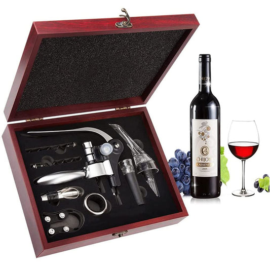 Wine Opener,Wine Bottle Opener, Wine Accessories Areator Wine Opener Kit, Red wine Corkscrew Set with Wood Case,Wine Gift with Luxury Packaging