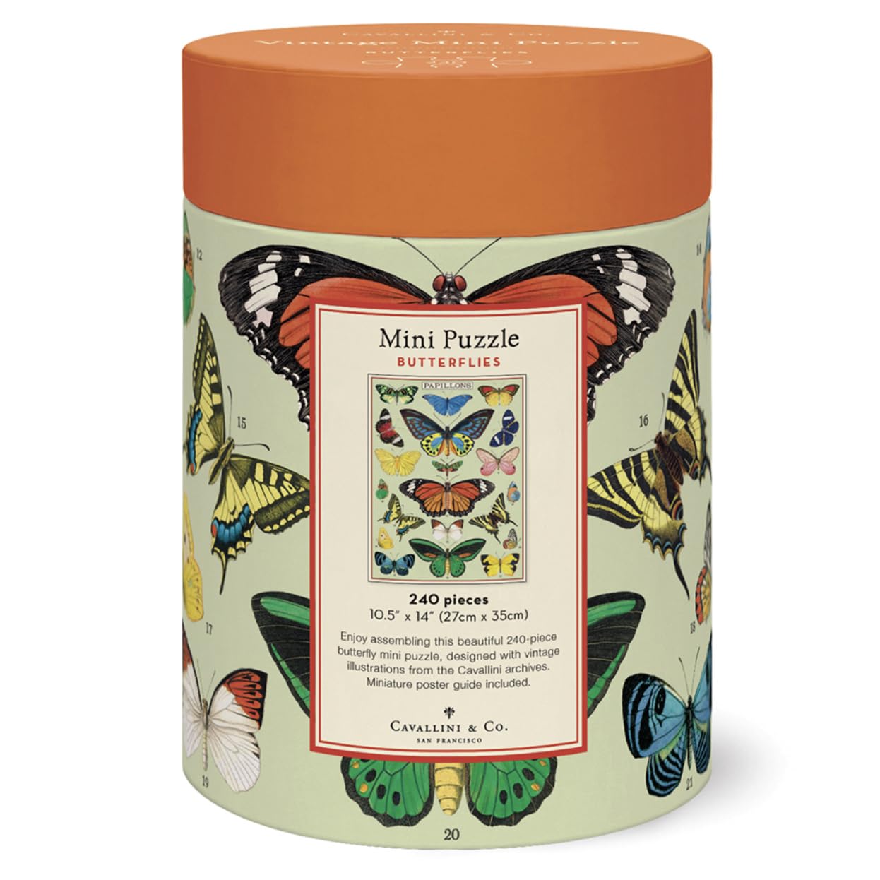 Cavallini Mini Puzzle, Butterflies, 240 Pieces