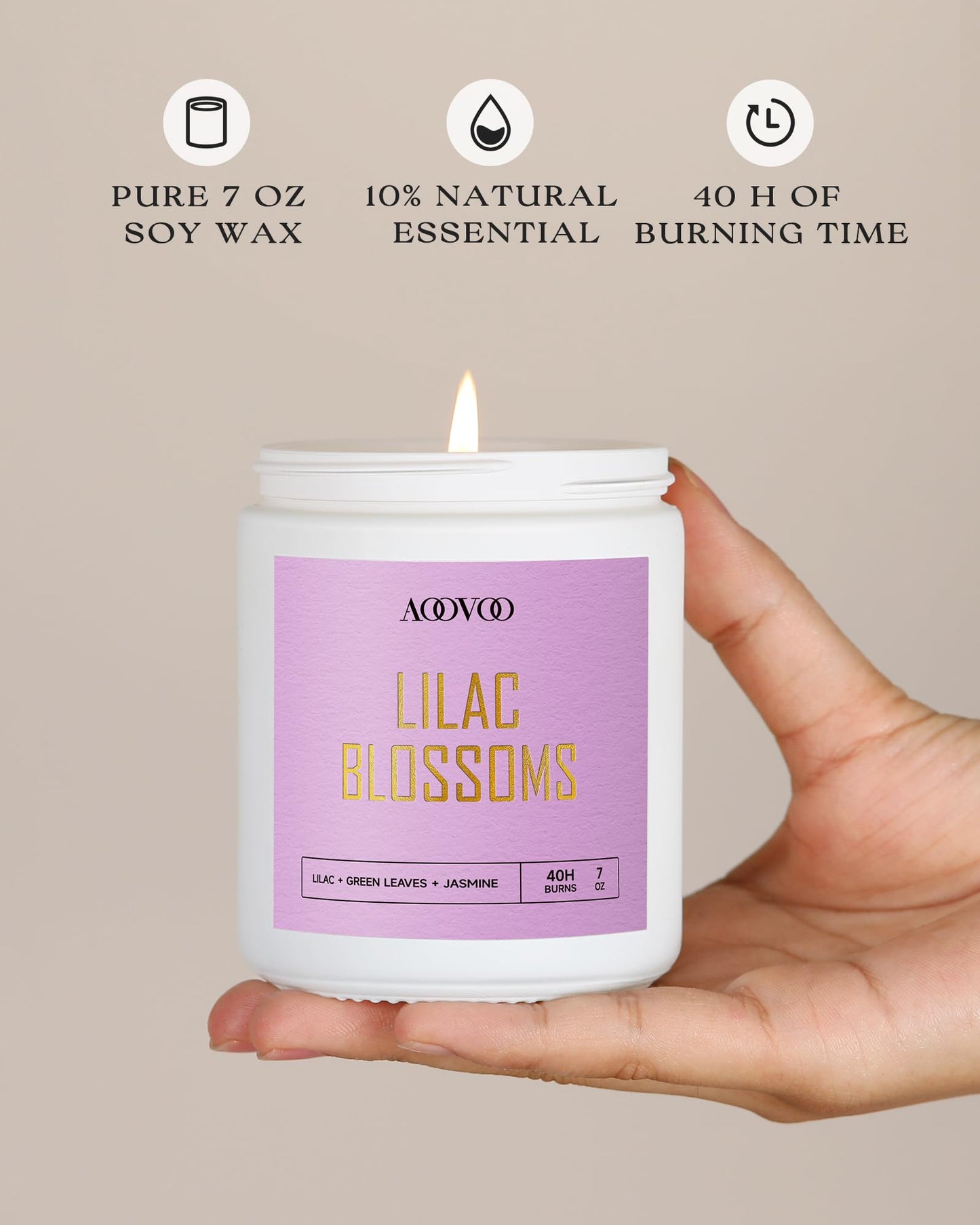 AOOVOO Scented Candles Set - 6 Pack Candles for Women, Lavender/Lilac/Vanilla/Floral/Rose/Breeze, Soy Candle Gifts for Home Scented, 42 oz, 300 Hours Burn Time