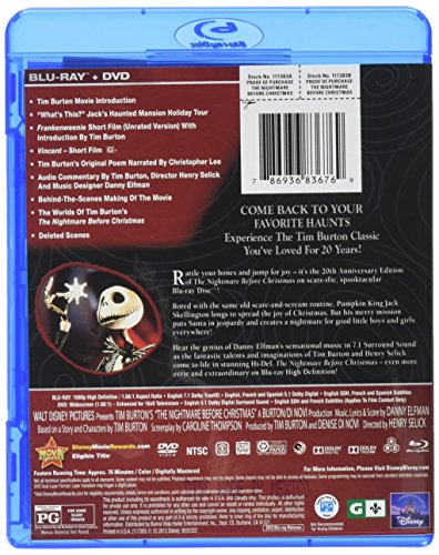 Tim Burton's The Nightmare Before Christmas - 20th Anniversary Edition (Blu-ray / DVD Combo Pack)
