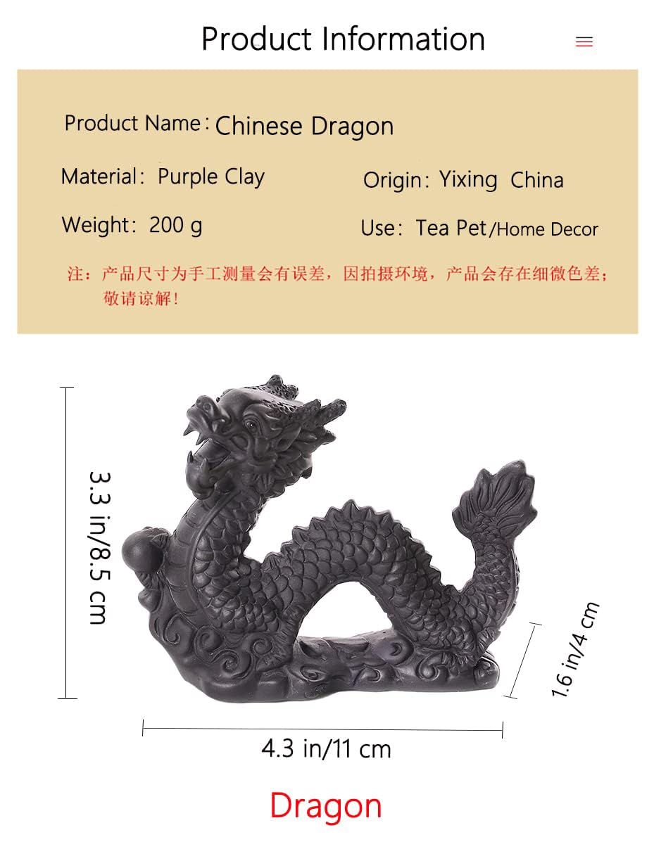 Yixing Purple Clay Dragon Tea Pet Tea Luck Funny Accessories for Chinese Kung Fu Tea Sets Tea Lover‘s Gift Home Car Tea Tray Feng Shui Decor