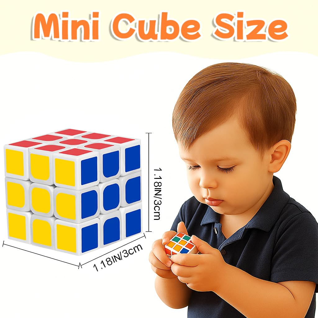 48 Pack Mini Puzzle Cubes Party Favors for Kids, 3x3 Mini Magic Cube Puzzle Prize Set for Kids School Rewards, 1.18inch Bulk Small Toys for Party, Birthday, Christmas Stocking