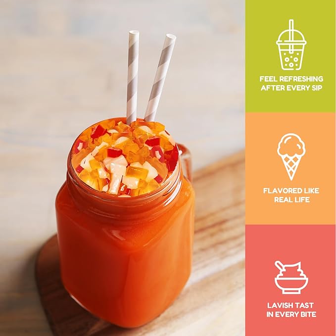 Fanale Coconut Jelly Topping nata de coco for Bubble Tea 8.3 lb | Rainbow Jelly | for Boba Tea, Smoothies, Slushes, Desserts | 8.3lb | JEL001