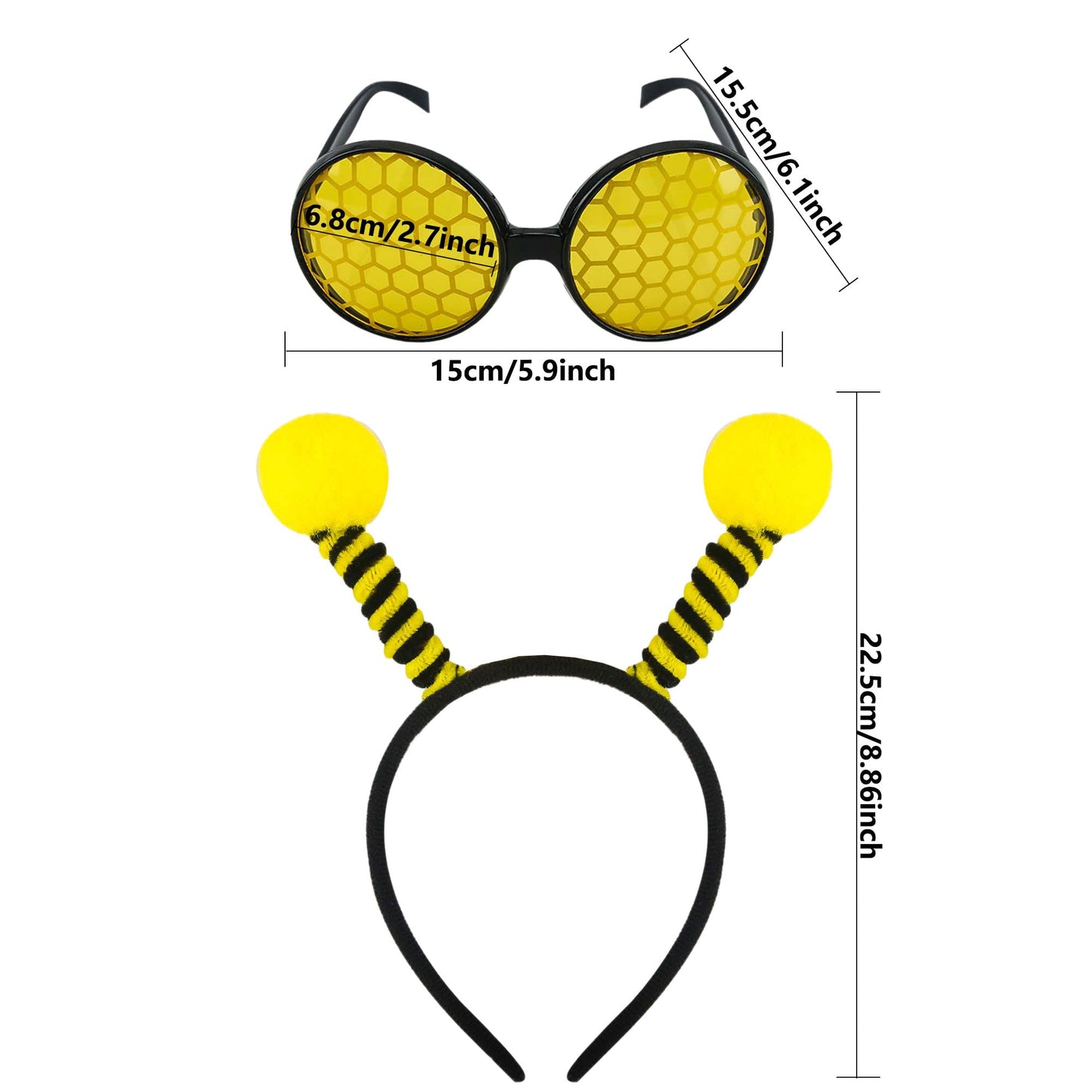 Trounistro 30 Pack Bee Antenna Headband and Glasses Set Bumblebee Headband with Bee Sunglasses Bee Costume Accessories for Birthday Halloween Dress up Yellow