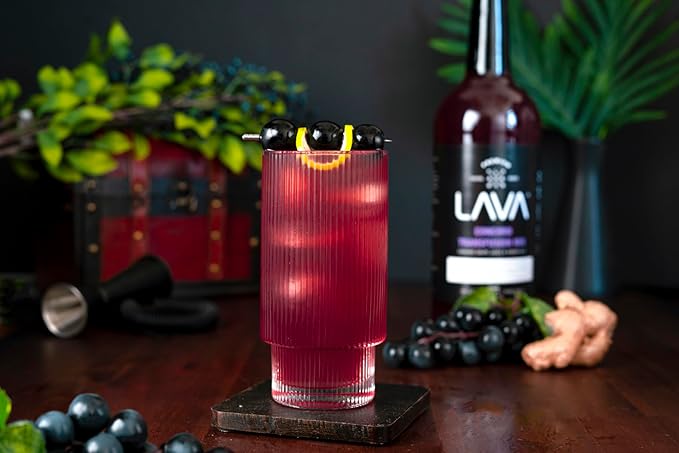 LAVA Premium Concord Transfusion Mix made with concord grape juice, real ginger, ginger ale, no artificial sweeteners, 1-Liter (33.8oz) Glass Bottle, Ready to Use