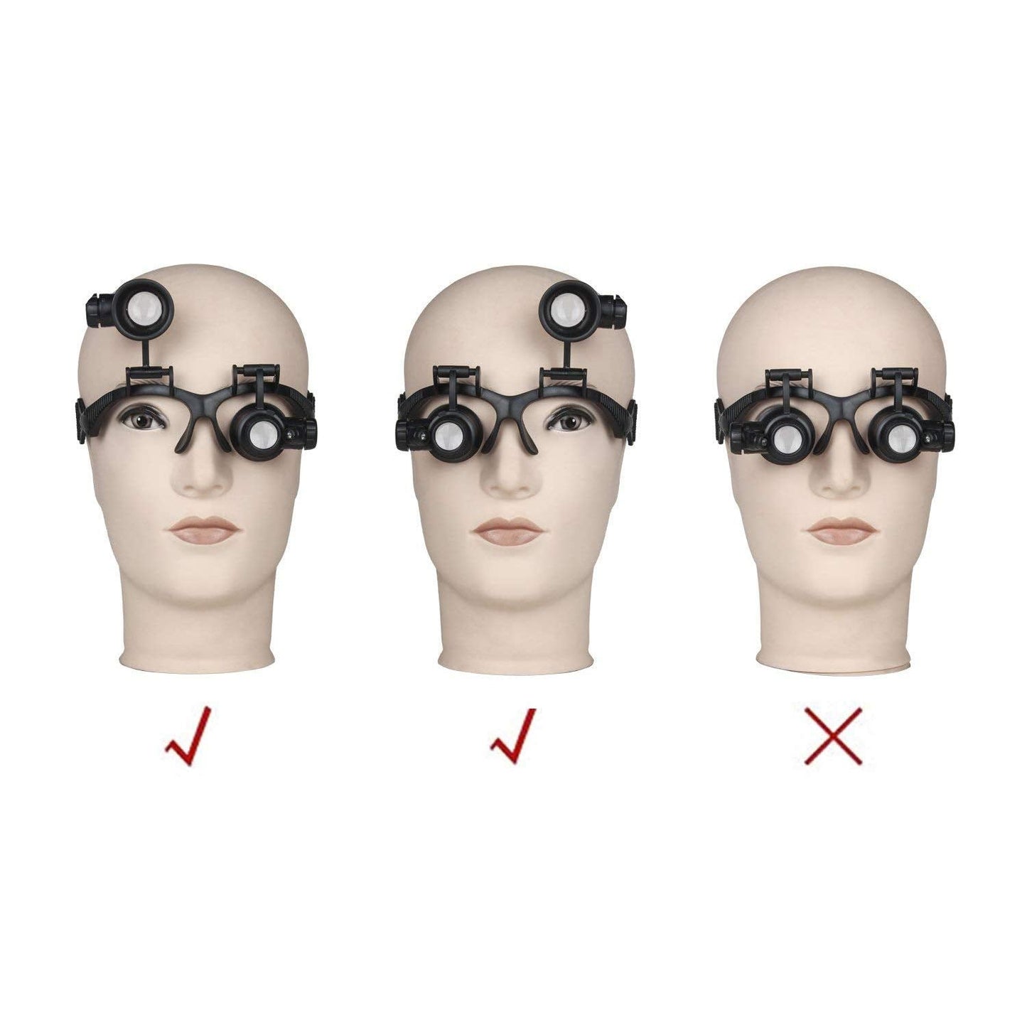 Kingscope LED Illuminated Double Eye Jeweler Watch Repair Magnifying Glasses Loupe Headband Magnifier -8 Interchangeable Lens: 2.5X/4X/6X/8X/10X/15X/20X/25X