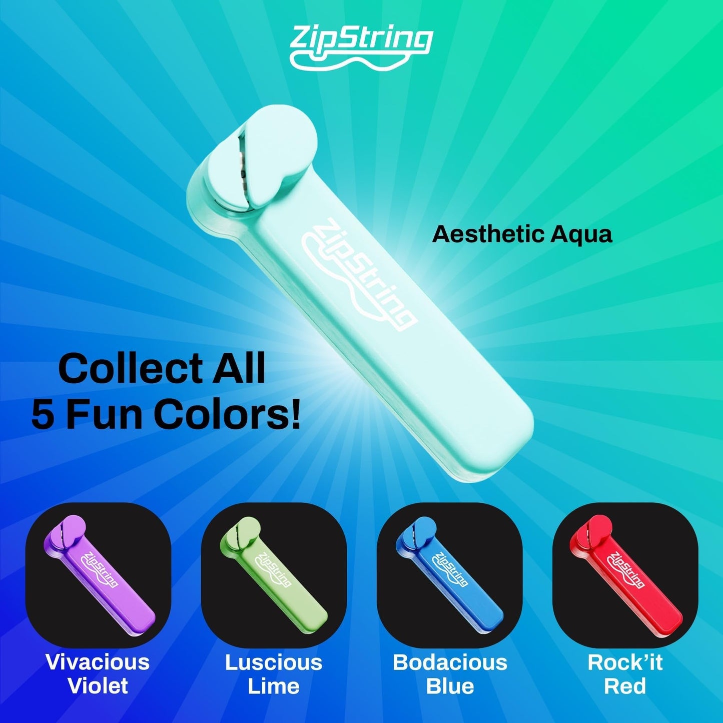 ZipString Original - As Seen on Shark Tank - Classic Rope Launcher Toy, Perfect for Kids & Adults - Fly a String Loop in The Air for Endless Tricks & Fun, Wonderment Awaits, Aesthetic Aqua