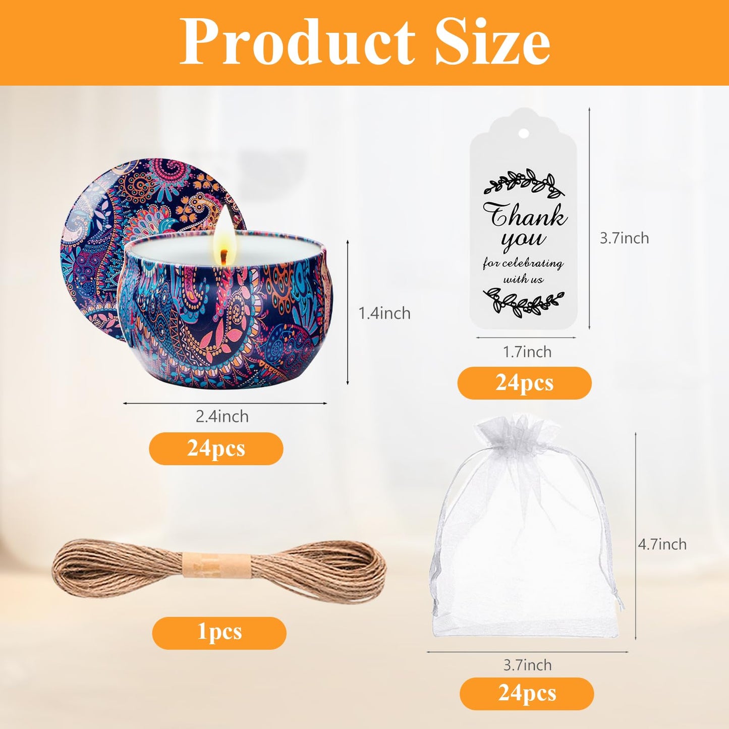 24 Pack Scented Candles Gift Set Long Lasting Soy Wax Aromatherapy Candles for Home Wedding Baby Shower Bridal Party Favors Christmas Birthday Gifts for Women