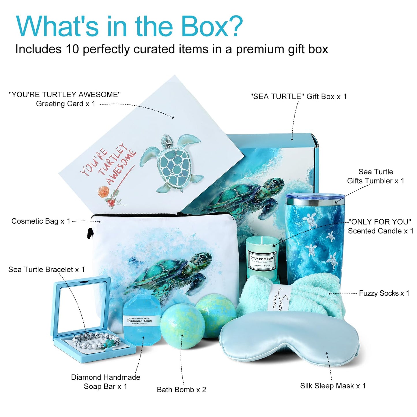 Sea Turtle Gifts for Women Gift Baskets Birthday Gifts Womens Gift Set Relaxing Spa Gift Luxury Valentines Day Christmas Gift for Women Mom Her Friend Grandma Adults