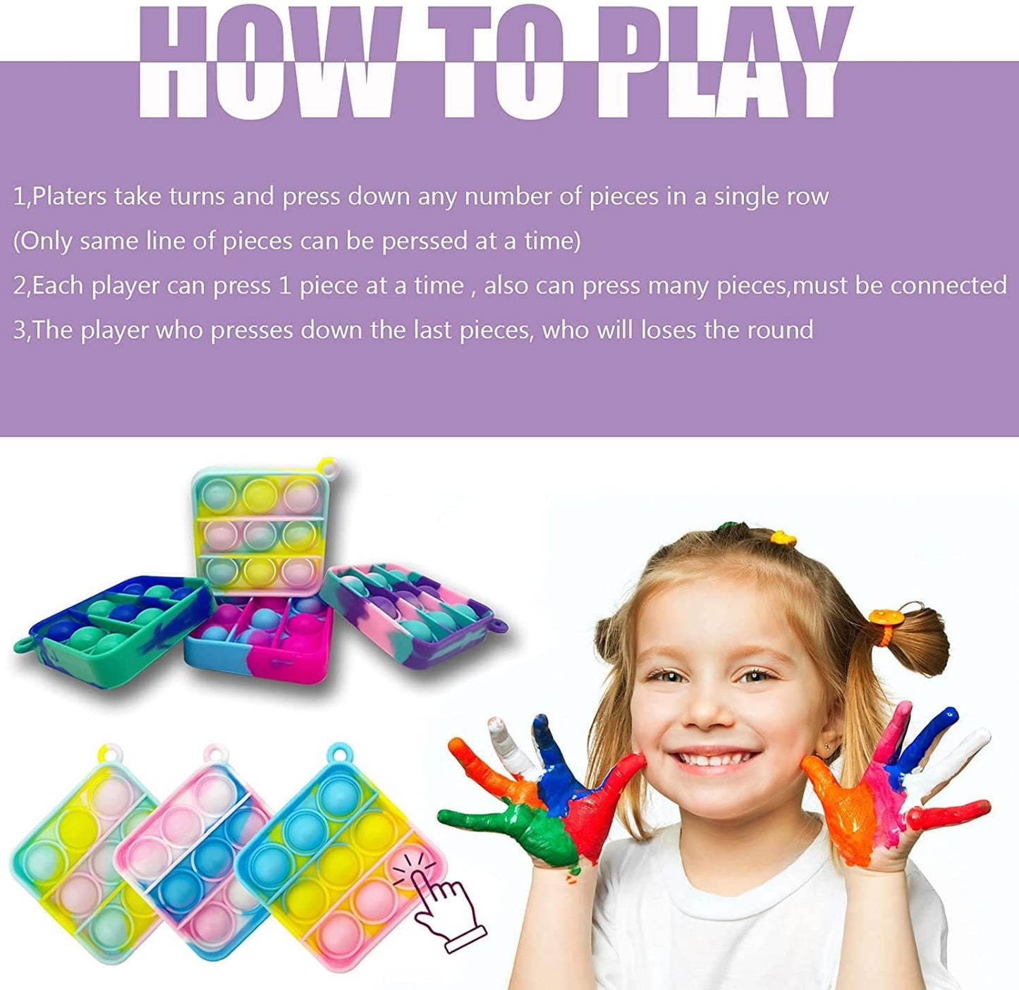 100Pcs Random Color Mini Pop Keychain Fidget Toy Push Bubble Pop Silicone Squeeze Sensory Toys Make Fun for Kids Anxiety Stress Reliever for Adults