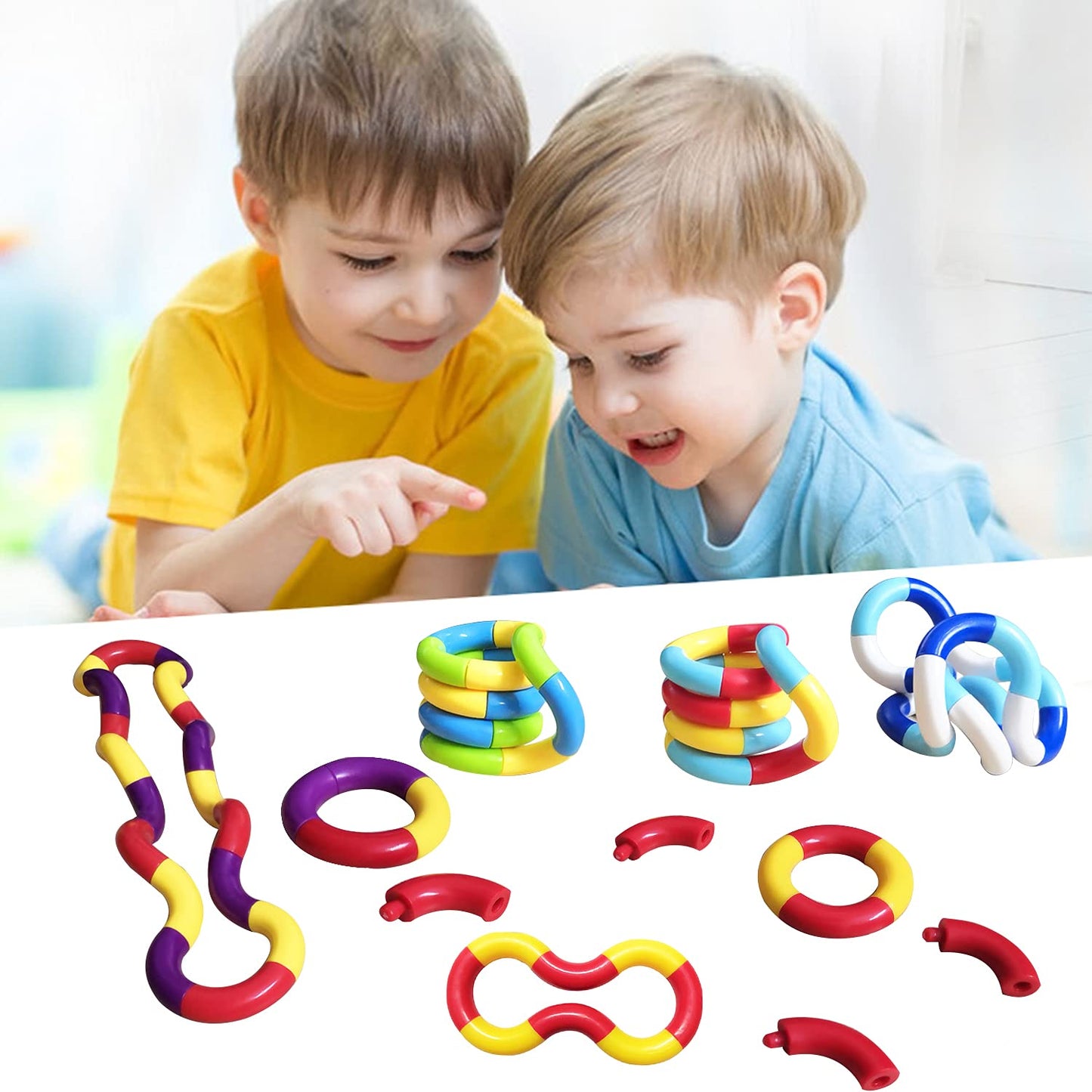20 PCS Quiet Fidgets Toys,Multicolor Fidget Toys for Adults,Kids-Sensory Items for Relaxation,Autism,Decompression-Squeeze, Twist, Chain Spinner Alternative Gift