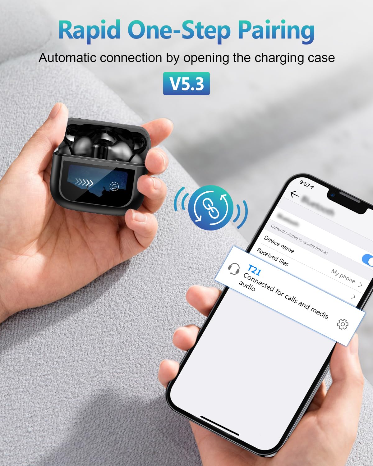 Wireless Earbuds Bluetooth Headphones, Ear Buds with Touch Screen, ANC ENC Noise Cancelling Transparency Mode, 40H Stereo Deep Bass, IPX7 Waterproof, Clear Calls, 5 EQ for iOS Android (Black)