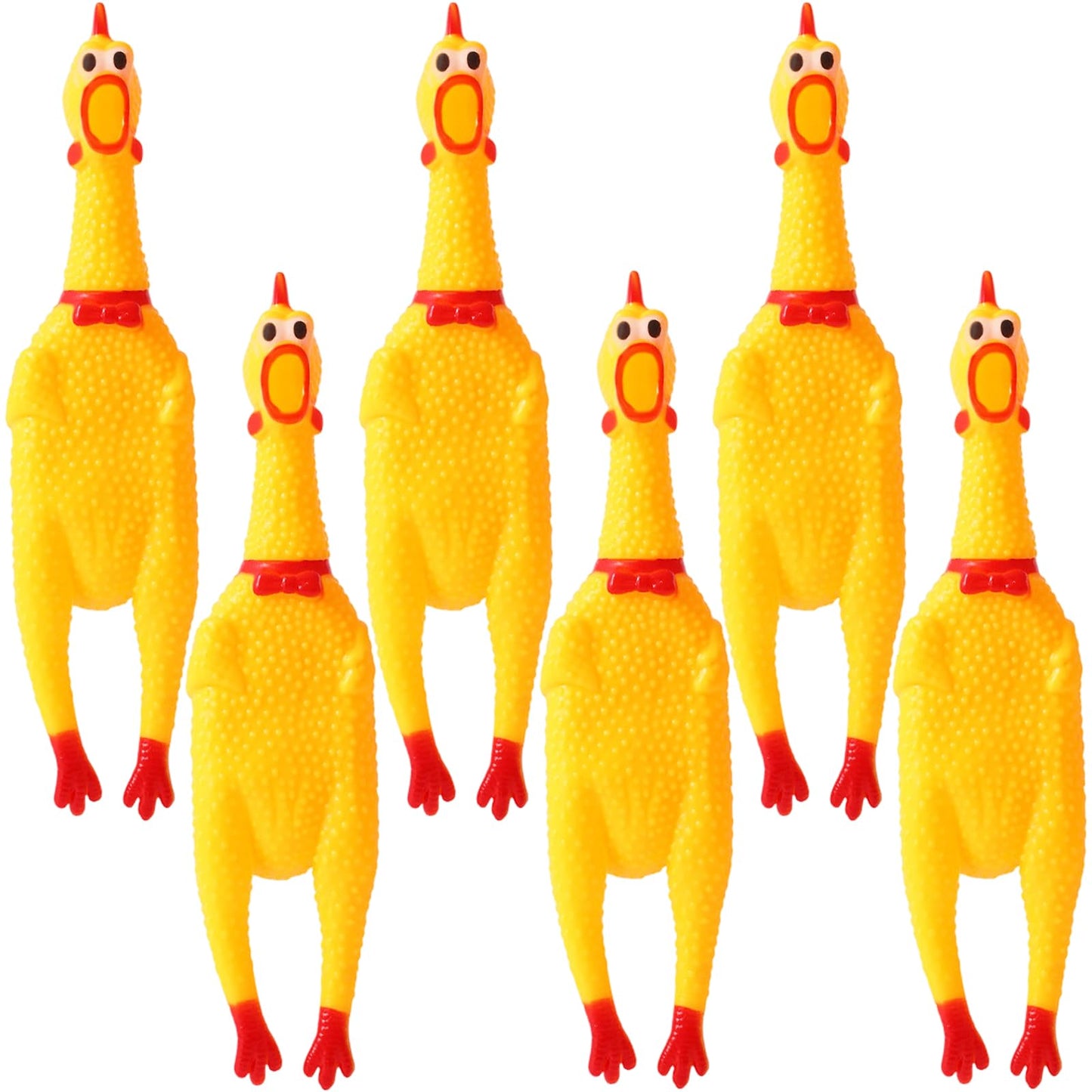 Zddaoole 6 Pcs Large Screaming Chicken Dog Toys,Yellow Rubber Chicken 12 inch,Squeeze Squeaky and Screaming Chicken,Prank Novelty Toy for Kids or Adults