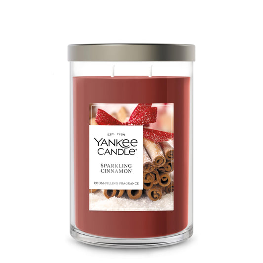 Yankee Candle Large Tumbler Scented Candle with up to 80 Hour Burn Time, Premium Plant Wax Blend for Consistent Burn, 20 oz Tumbler Candle with Room Filling Fragrance, Sparkling Cinnamon