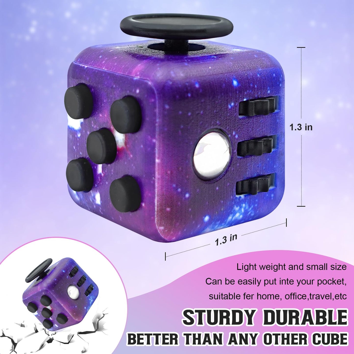 Lollyx Fidget Toy Cube, 4 Pack Cube Fidget Anxiety Relief Toys for Kids and Adults, 6 Sided Fidget Toys Cube Hand-Held for Adults, Audible/Silent Cube Toys Fidget for ADD/ADHD/OCD
