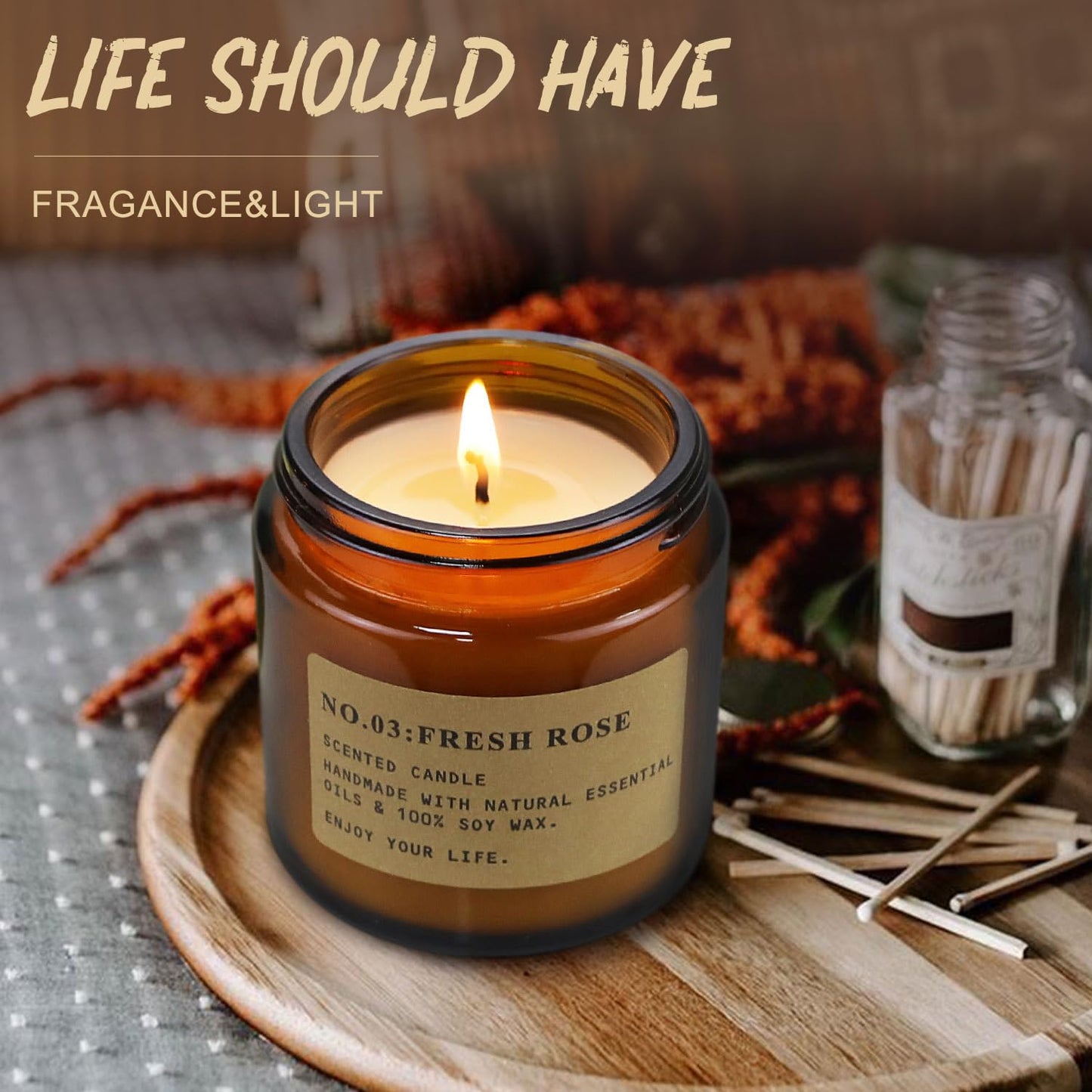 6 Pack Candles for Home Scented, Aromatherapy Candles Gifts for Women, Natural Soy Wax Long Lasting Amber Jar Candles Set for Men, Gifts for Birthday, Valentine's, Mother's, Anniversary, Christmas