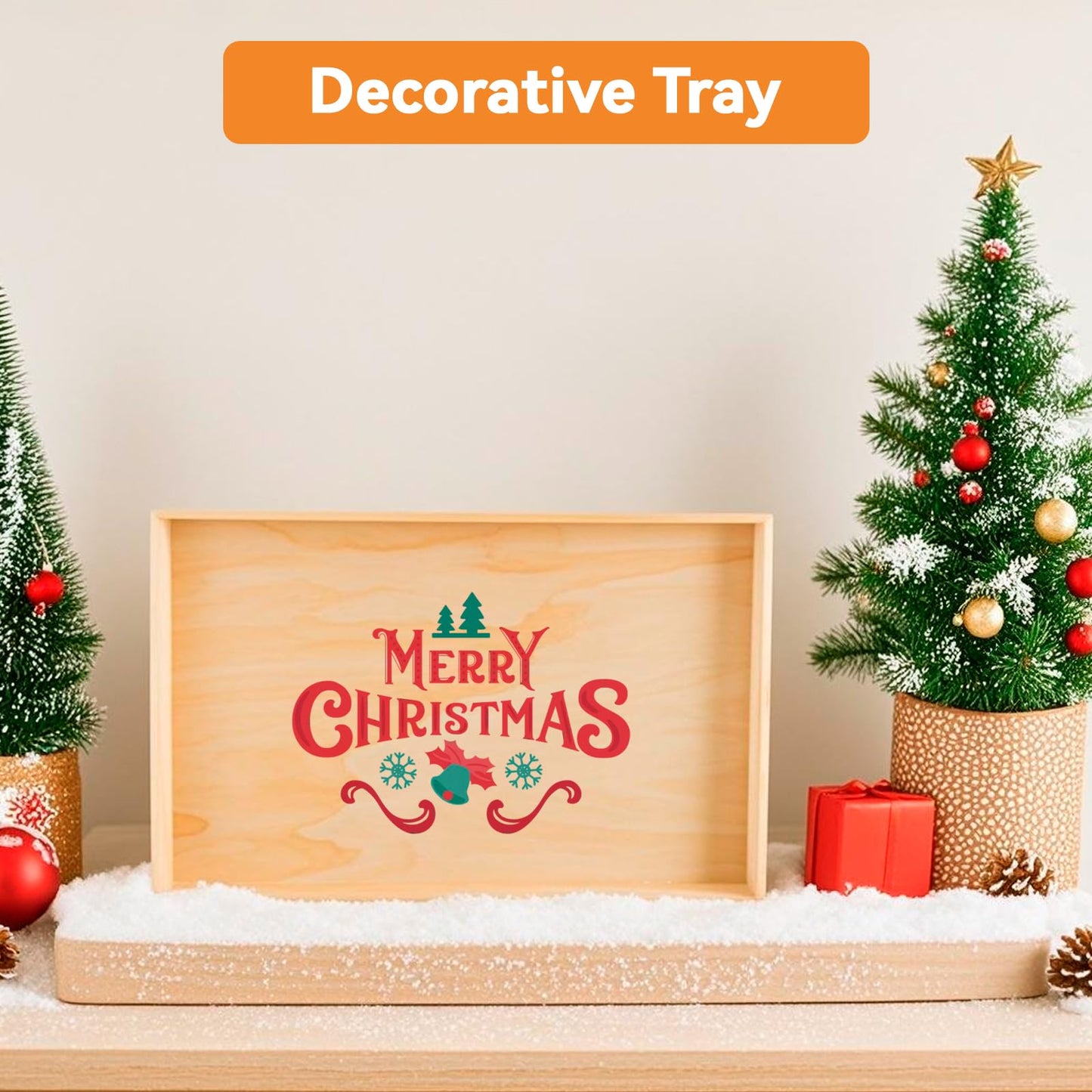 Wooden Serving Trays with Handle - 2 Pieces Unfinished Wood Nested Breakfast Food Serving Trays for Craft Kids Montessori Snacks Home Decor Kitchen Party Dinner