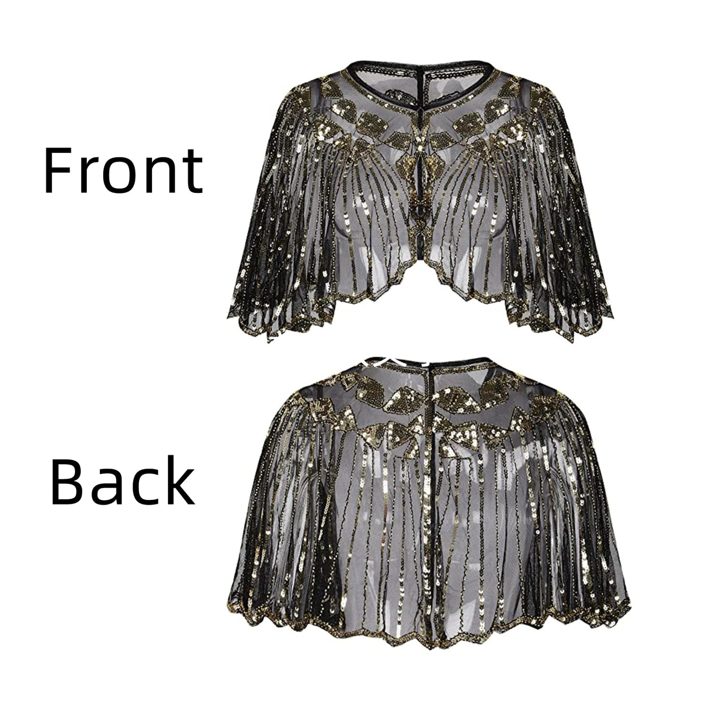 1920s Flapper Accessories Set, Roaring 20s Accessories Women Feather Headpiece Necklace Earrings Long Gloves,Black Gold