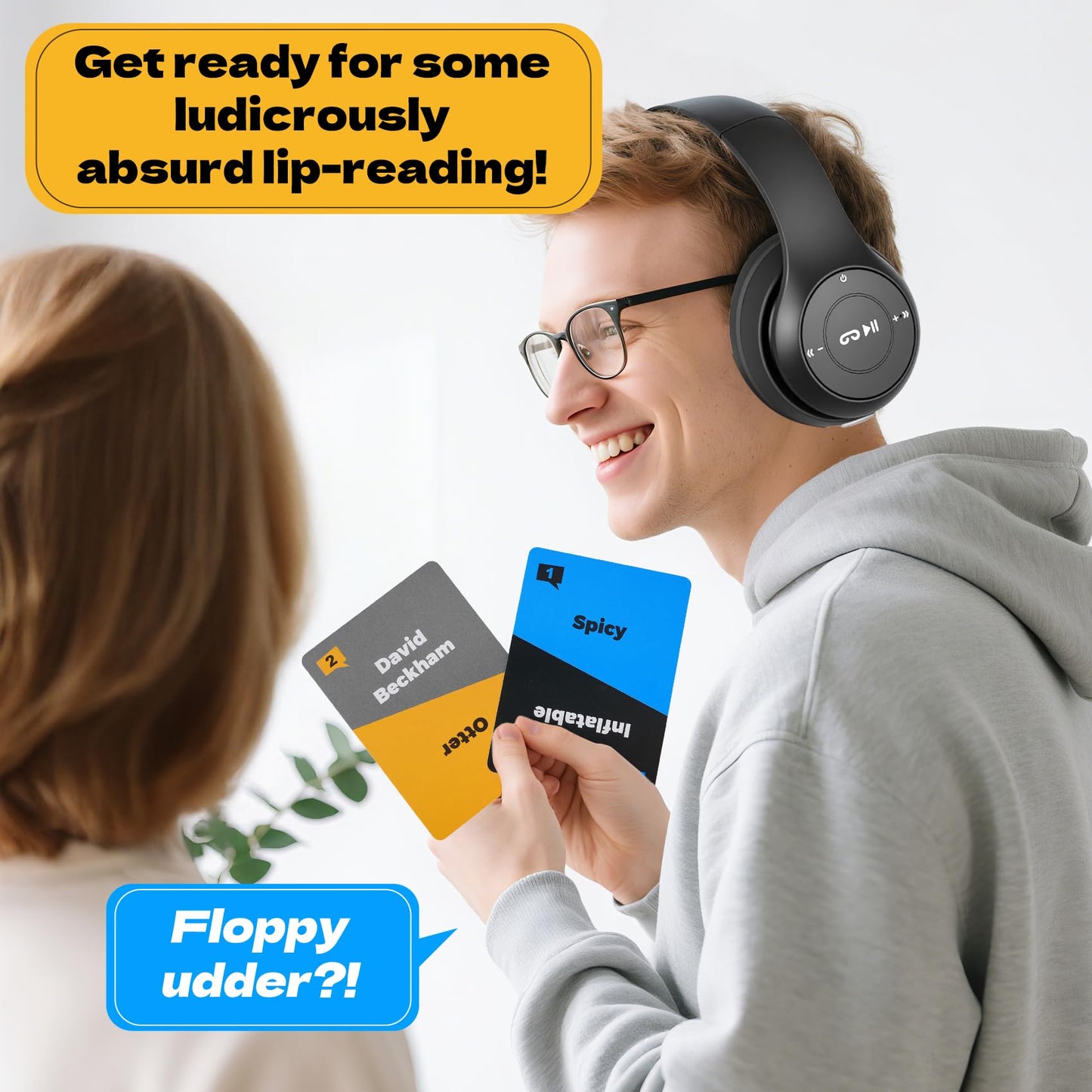 You SAY I Guess - 2025 New Lip Reading Party Fun Games for Adults, The Headphone Challenge TikTok Popular Card Game, Friends with 40,000 Funny Phrase Combos, Card Games for 18+ Years Old (2+ Players)