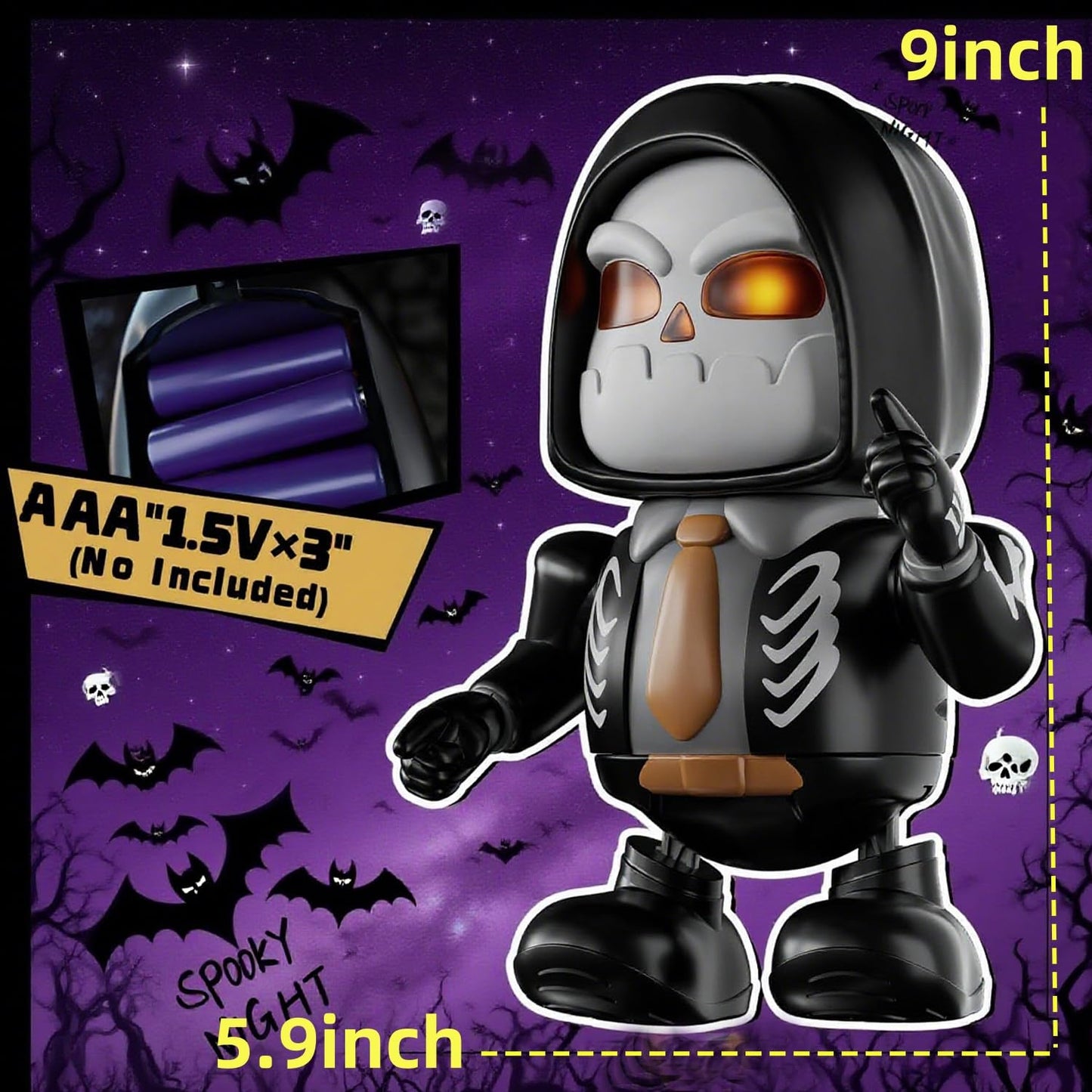 Halloween Skeleton Robot Toys with Music and Dancing Kids Toys for Prank Ornaments Festivals Gifts for Boys and Girls Over 3 Years Old (Skeleton Robot)