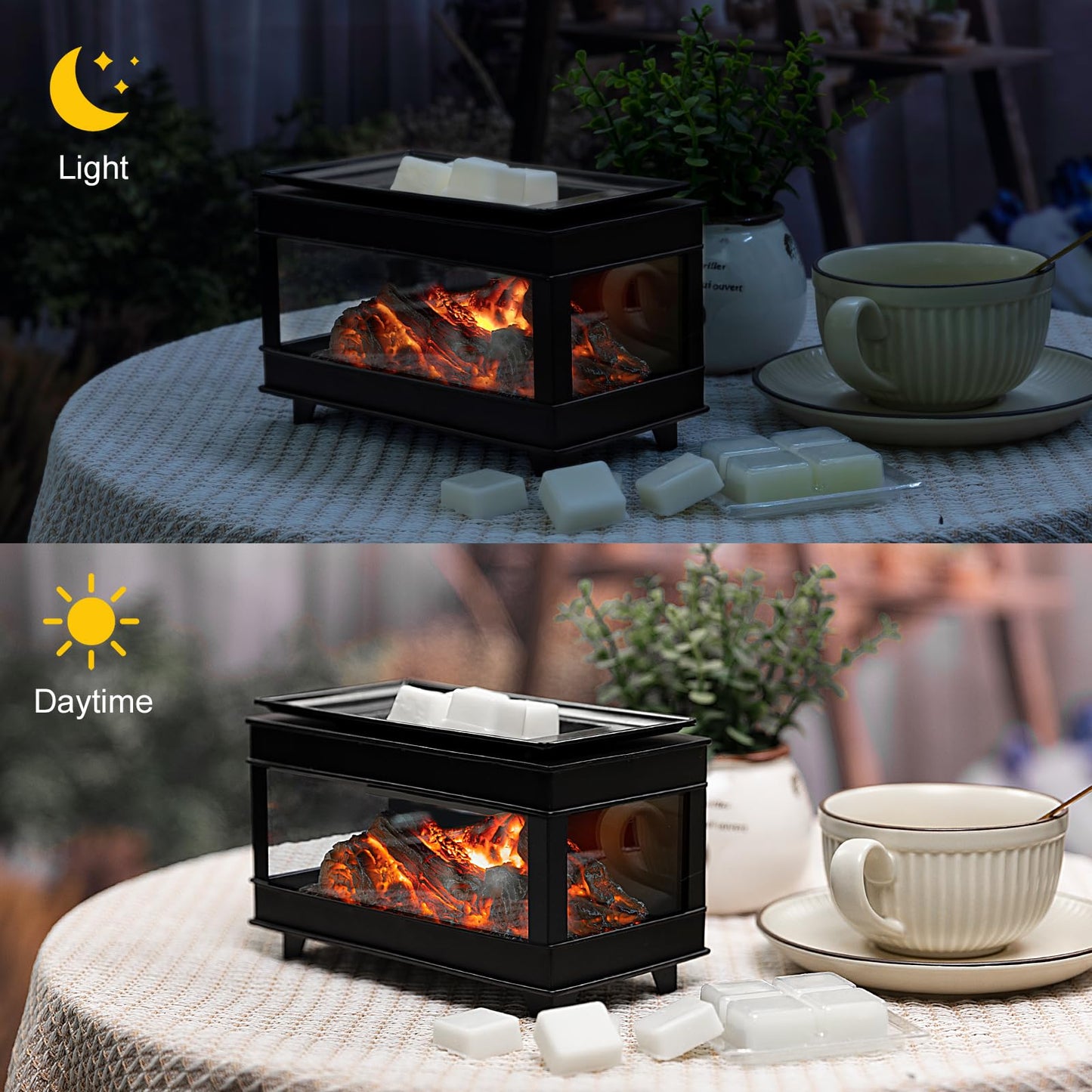 YSong Freestanding Fireplace Wax Warmer,Wax Warmer for Scented Wax,Electric Wax Melt Warmer,Full Metal Wax Melter,Wax Burner Fragrance Warmer for Home Office Gifts&Decor (Three-Sided Glass)