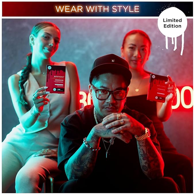 ZitSticka Invisible Pimple Patches for Face, Hydrocolloid Patches, Ultra-Thin Clear Azelaic Acid & CICA Blemish Patches, Pimple Stickers (Jonboy InkPatch Collection Cute 36 Pack)