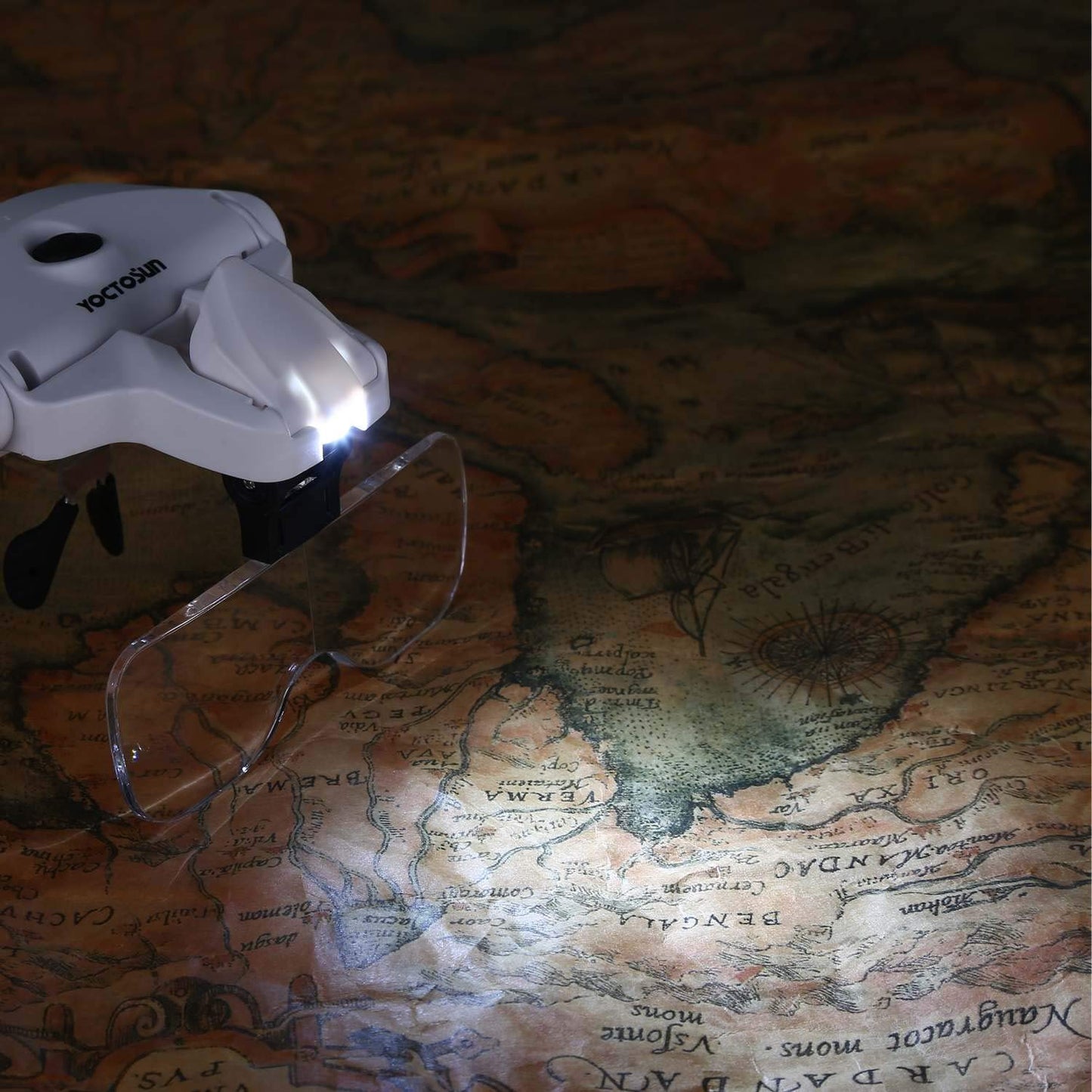 YOCTOSUN LED Head Magnifier, Rechargeable Hands Free Headband Magnifying Glasses with 2 Led, Professional Jeweler's Loupe Light Bracket and Headband are Interchangeable