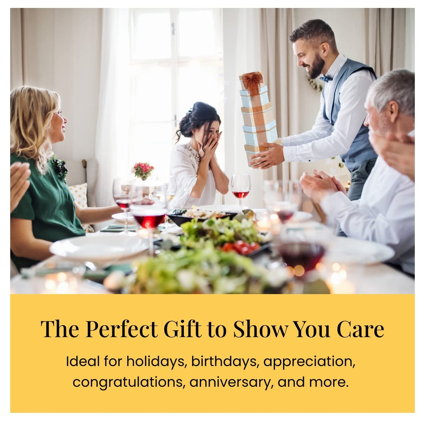 Broadway Basketeers Celebration Gift Tower with Sweets & Nuts