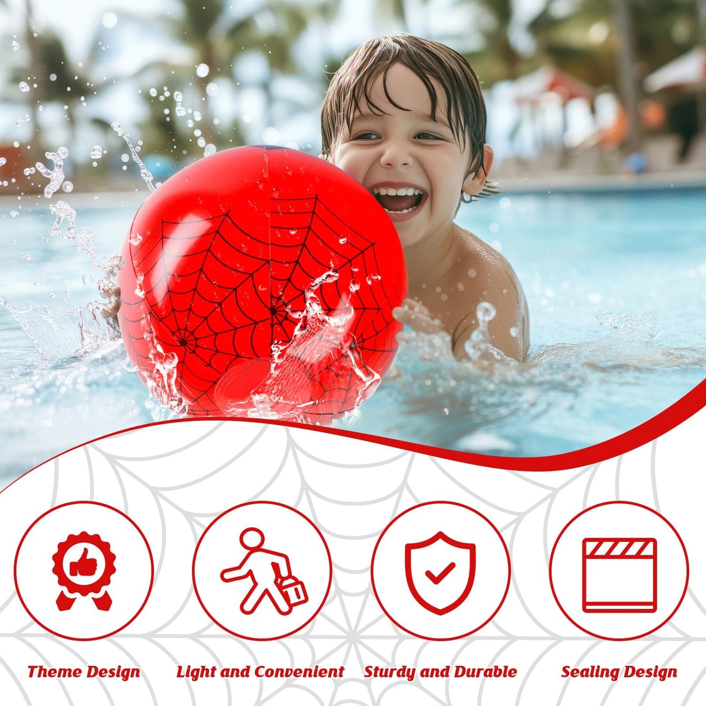 12PCS Spider Web Beach Ball 12 Inch for Kids Summer Pool Party Supplies|Spider Birthday Decorations|Bulk Spider-Themed Party Favors,Beach Games,Class Celebration,Outdoor Activities&Holiday Gift Ideas