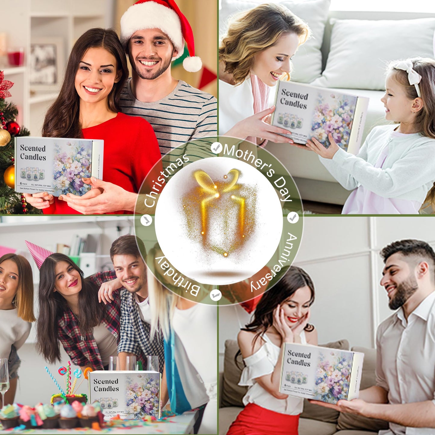 6 Pack Scented Candles for Women, Aromatherapy Candles for Home Scented,37.8 Oz 300 Hour Long Lasting Lavender Candle,Non Toxic Soy Candles Set Gift for Birthday, Christmas, Anniversary Present