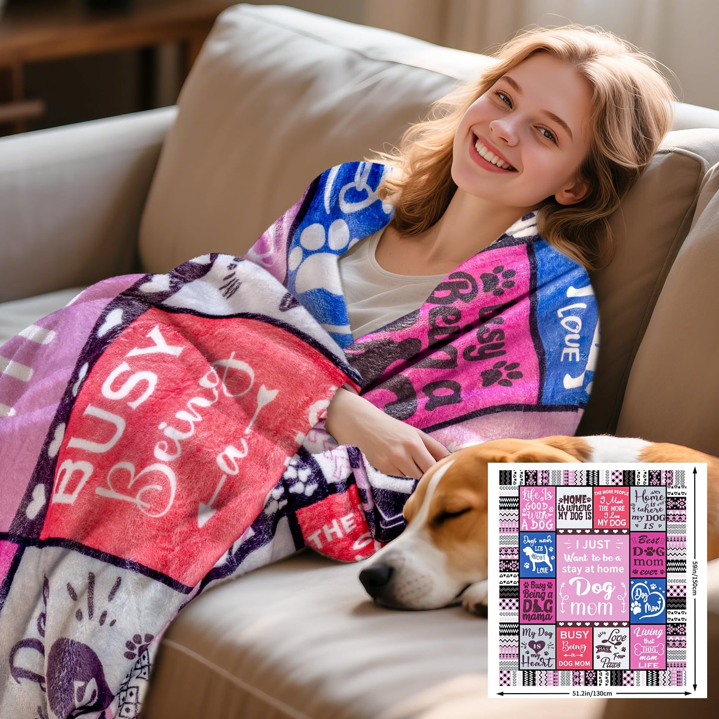 13Pcs Best Dog Mom Gifts for Women, Gift Baskets, Unique Dog Mom Birthday Gifts for Dogs Lovers, with Luxurious Flannel Blankets Gift for Owners for Birthdays, Christmas, and Mother's Day