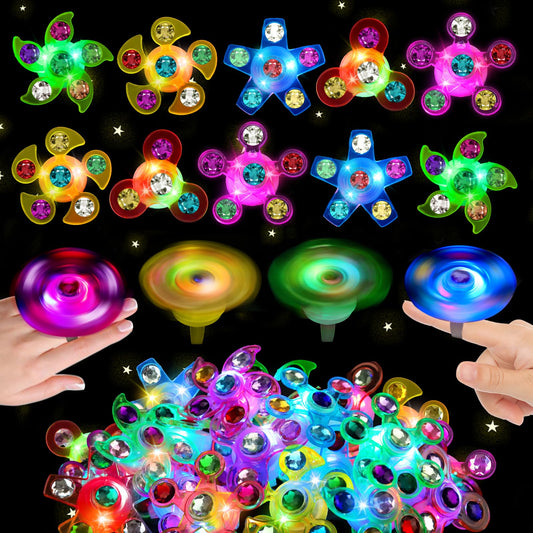 24PCS LED Light Up Fidget Spinner Rings Glow Party Favors Bulk for Kids 4-8 8-12 Goodie Treat Bag Stuffers Pinata Fillers Carnival Prizes Classroom Treasure Box Toys Birthday Return Gifts for Boy Girl
