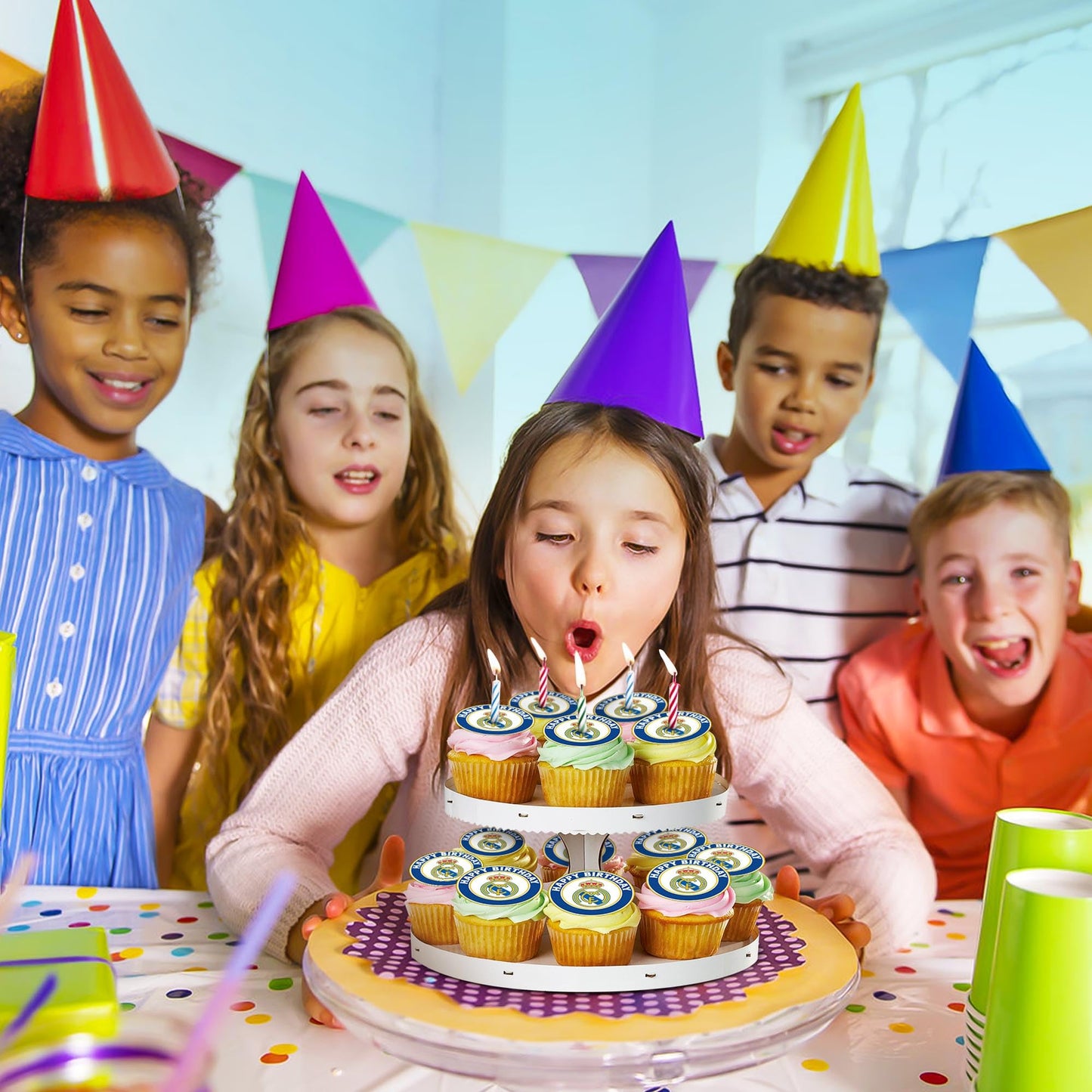 30 x Edible Cupcake Toppers – Madrid's Football Themed Collection of Edible Cake Decorations | Uncut Edible on Wafer Sheet