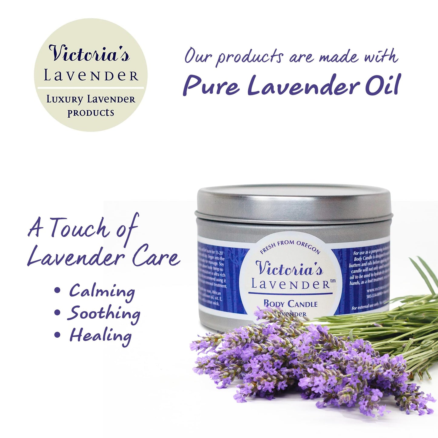 Lavender Massage Oil Candle Wax - Aromatherapy Candle That Turns Into Rub Oil, Ideal Relaxation, Meditation, & Spa Massage, Made in The USA, Travel Size Body Candle by Victoria's Lavender - (8 Oz)