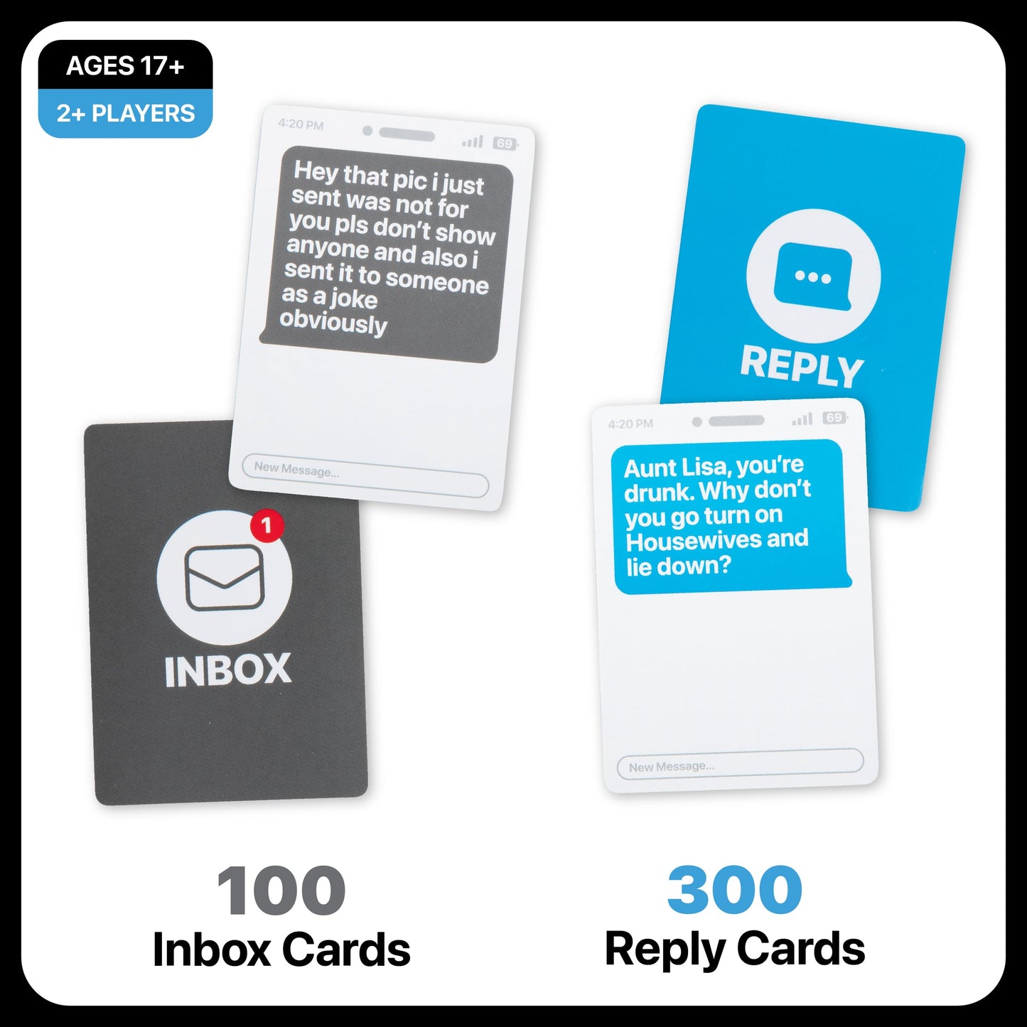 New Phone, Who Dis? by Relatable, The Offline Text Message Party Game, Spicier Edition With New Updated Content, Card Games for Adults, Game Night Games, Includes 100 inbox cards & 300 Reply Cards