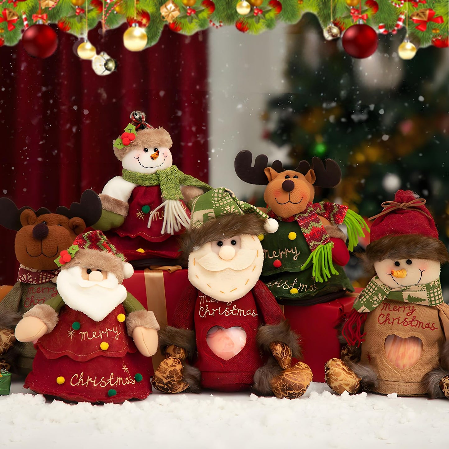 2026 New Christmas Gift Bags Zipper Design, Reusable Christmas Zipper Gift Bags, Thickened Felt Material, For Packaging of Apples, Candies, Small Toys and Gifts (Set A + Set B, 6pcs)