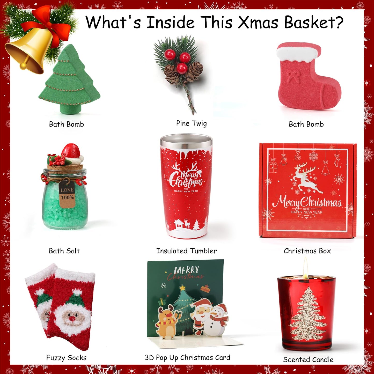 Happy New Year Christmas Gifts for Women-Valentines Day Gifts for Her-Unique New Year Gift Baskets for Women Gift Ideas-Holiday Spa Birthday Gift Set-Gifts for Mom Wife Grandma Friend Sister Coworker