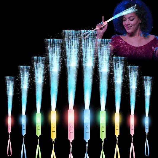 28 Pcs Sparkler Firework Sticks Glow Fiber Optic Wands, LED Flashing Sticks Light Up Toy for Adults Kids, Glow in The Dark Party Supplies Favor Bulk Magic Rave Decoration for Wedding Christmas Easter