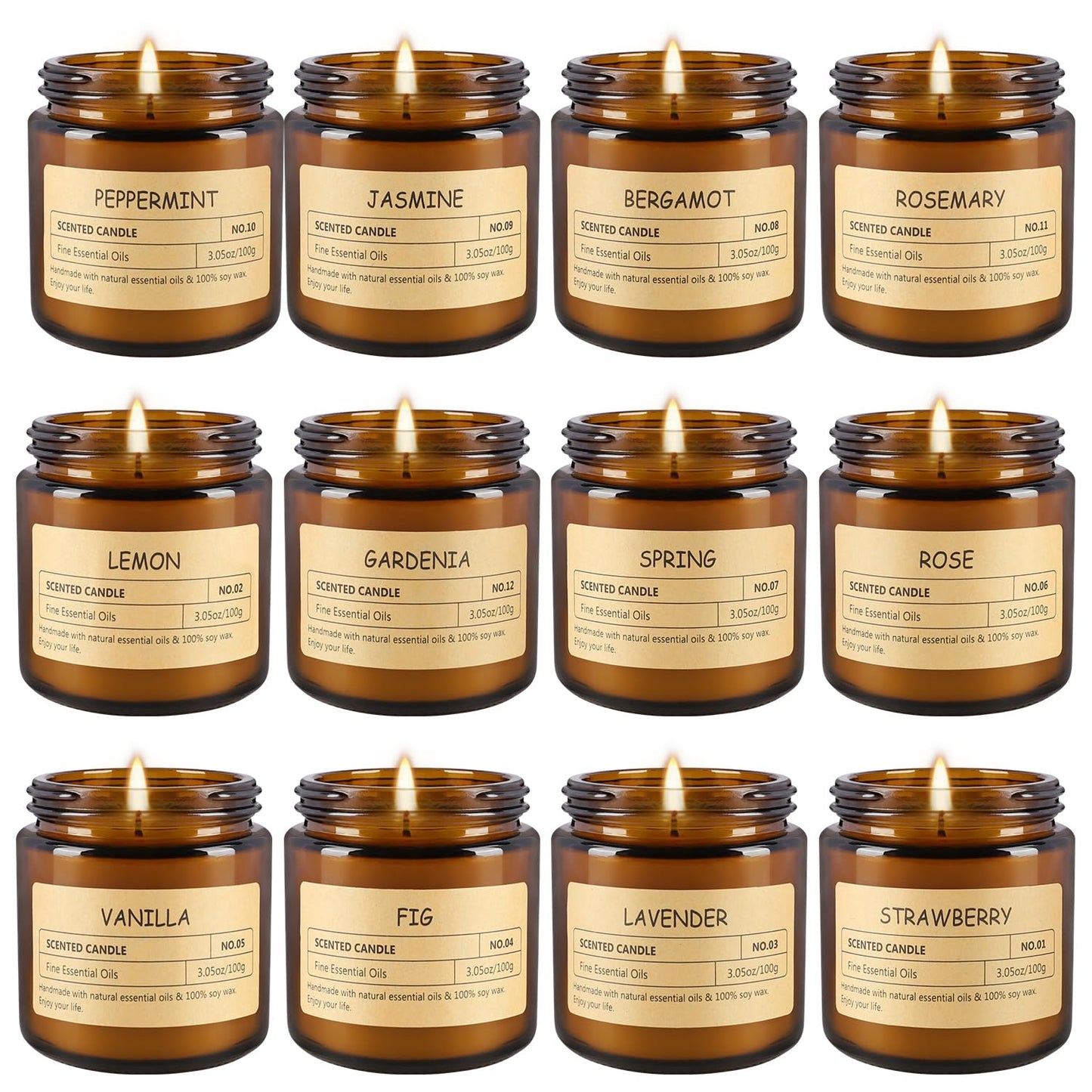 12 Pcs Scented Candles with Added Natural Essential Oils, 3.05oz, Suitable for Various Festivals, Parties, Yoga, and Home Scene.