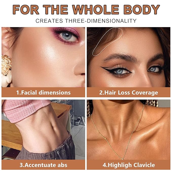 6 Colors Cream Contour Stick Makeup Kit, Shades with Highlighter Stick, Blush Stick and Double-End Bronzer Stick for Sculpt the Cheeks, Waterproof,Dewy & Matte Finish for Beginners (6 COLORS SET C)