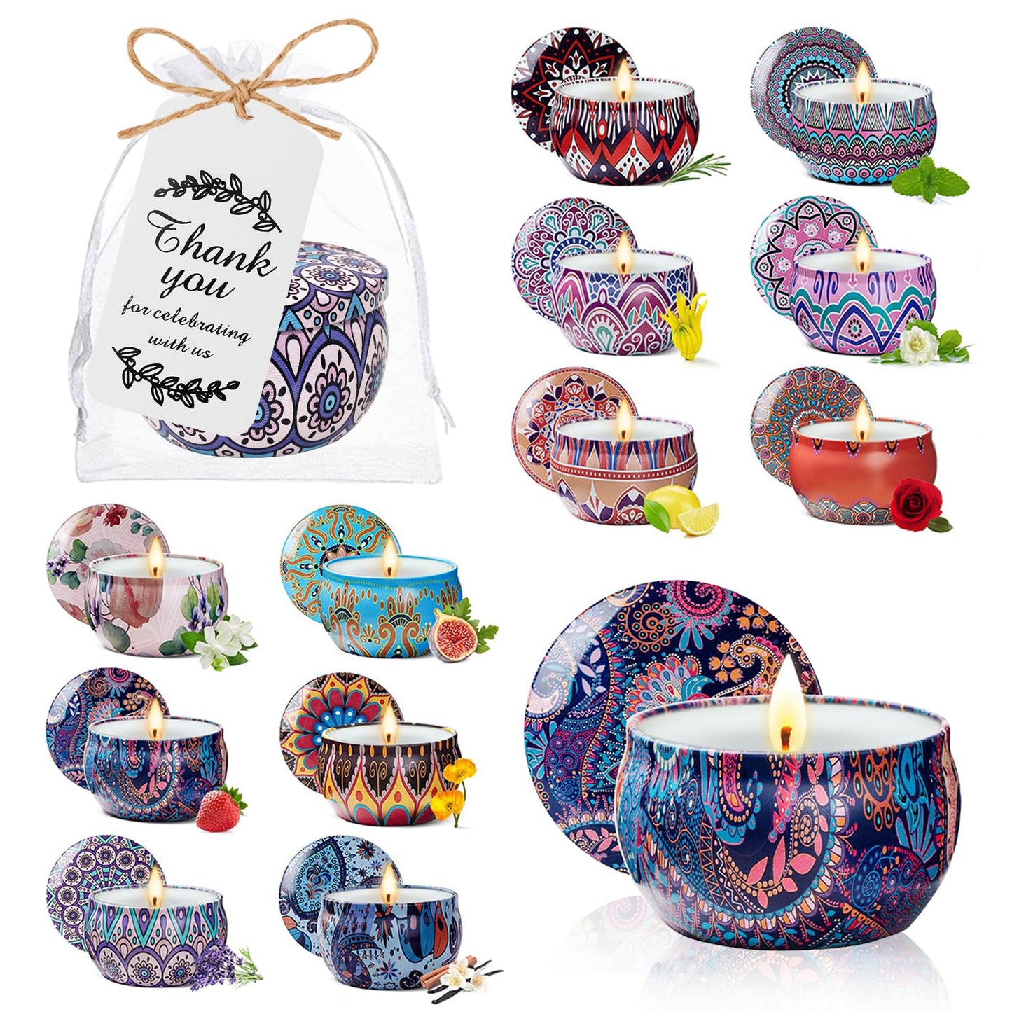 24 Pack Scented Candles Gift Set Long Lasting Soy Wax Aromatherapy Candles for Home Wedding Baby Shower Bridal Party Favors Christmas Birthday Gifts for Women