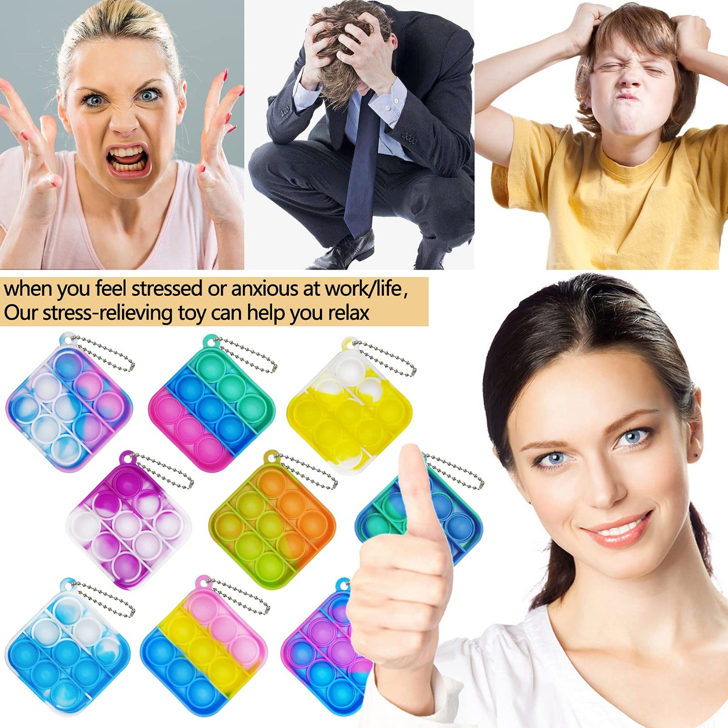 120 Pcs Mini Pop Bubble Fidget Toys for Party Favors, Small Silicone Pop Keychain Bulk for ClassroomC Prizes,Goodie Bag Stuffers Christmas Valentine Gifts for Kid Student