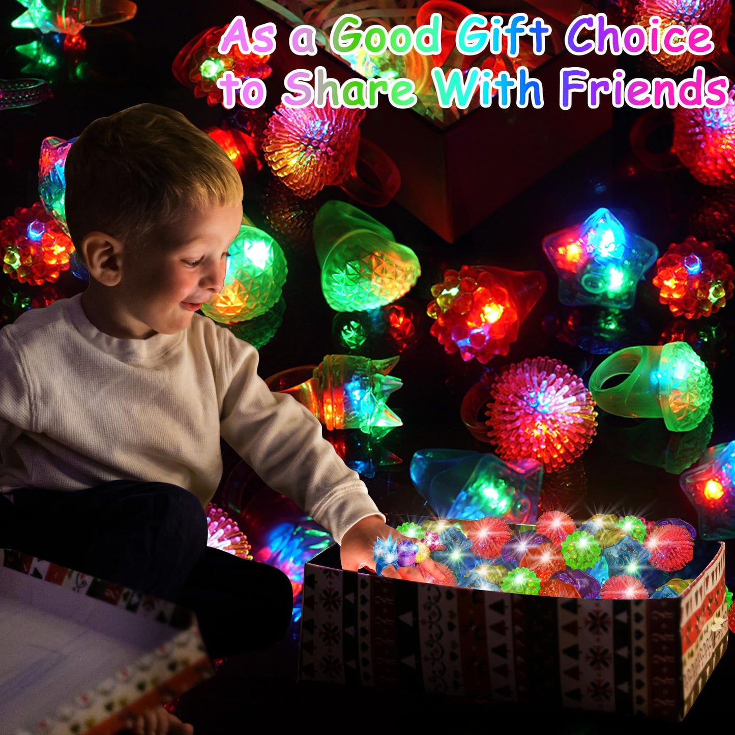 OLUPP 100 Pack LED Light Up Rings, Glow in the Dark Party Supplies, 6 Style Flashing Glow in the Dark Rings for Adults & Kids Birthday Party Favors,Classroom Prizes,Concert,Goodie Bag Fillers, Raves